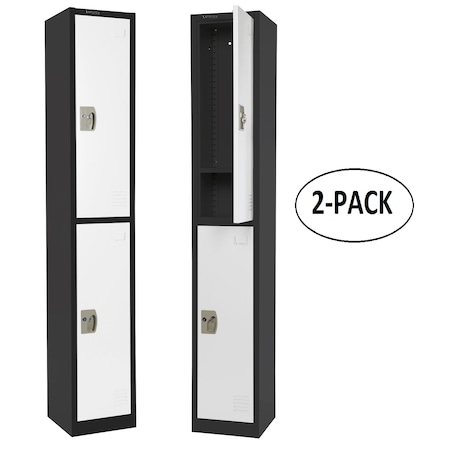 Adiroffice 12 in W, 12 in D, 72 in H, Steel ADI629-202-B-W-PKG-2